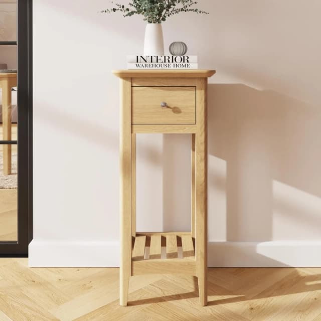 FWStyle FWStyle Ready Assembled Natural Ash Wooden 1 Drawer Telephone Table in Brown Brown One Size Unisex 5056413110831