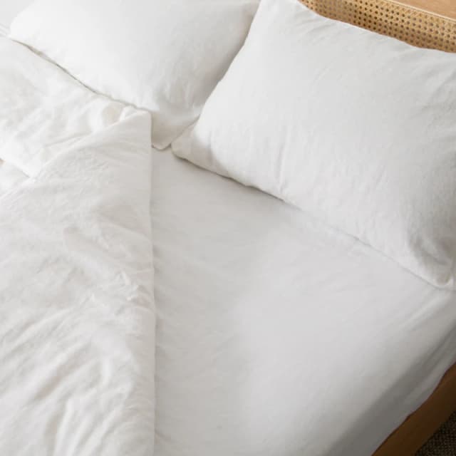 Native Natural White Double 100% Linen Fitted Sheet (140x190cm) Size: Double Fitted White Unisex Double Fitted