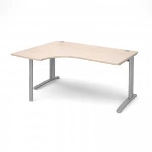 TR10 Left Hand Ergonomic Desk 1600mm - Silver Frame maple Top