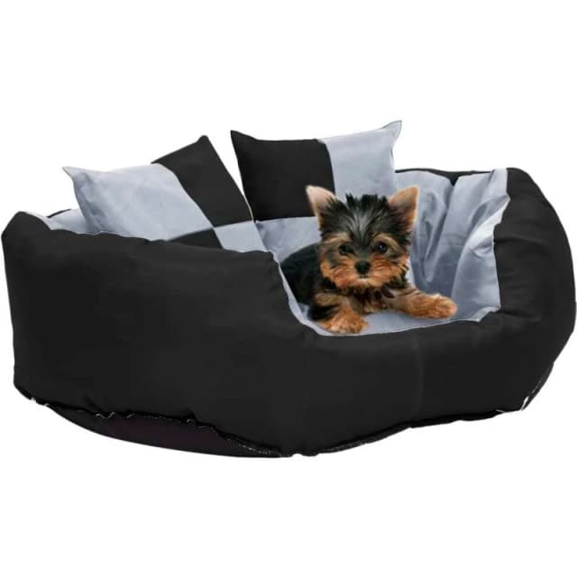 VIDAXL Reversible & Washable Dog Cushion Grey and Black 65x50x20cm vidaXL 8720286430293