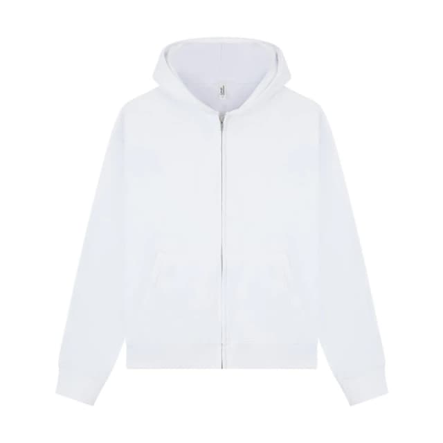 Casual Classics Mens Premium Combed Cotton Boxy Oversized Full Zip Hoodie in White Size: XS White Male XS
