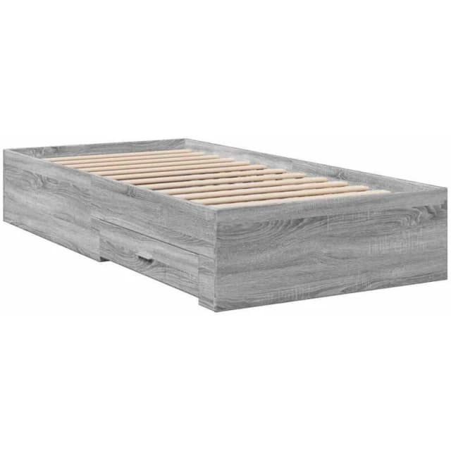 VIDAXL Bed Frame with Drawers without Mattress Grey Sonoma 90x190cm Single Vidaxl 3280438