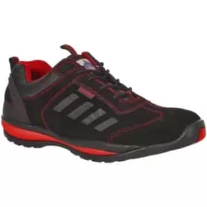 Portwest Mens Steelite Lusum S1P HRO Suede Safety Shoes (6 UK) (Black/Red) - Black/Red