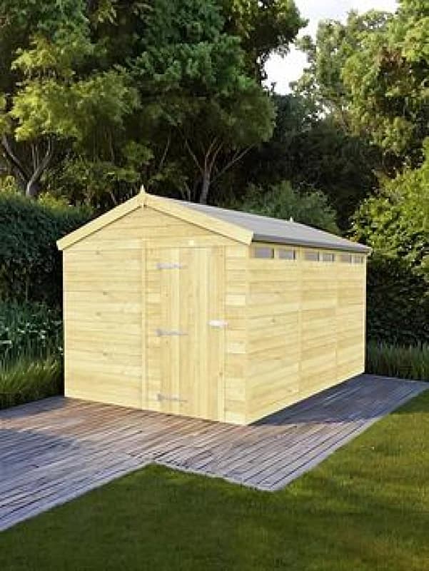 Flat Pack Sheds DIY Sheds 8 x 12 Apex Security Shed, Brown 8X12AFFSEC