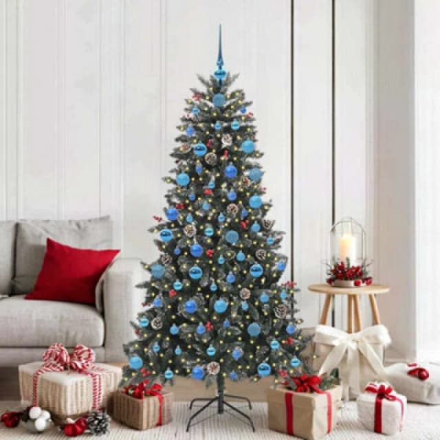 vidaXL Artificial Christmas Tree with 300 LEDs, Blue Balls Green 99 x 99 x 180 cm, Green 3395887