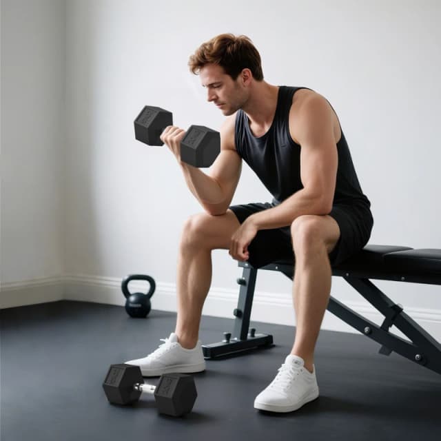 HOMCOM HOMCOM 2x20KG Rubber Hex Dumbbell Portable Hand Weights Home Gym in Black Size: 40kg Black 40kg Unisex 5063603053632