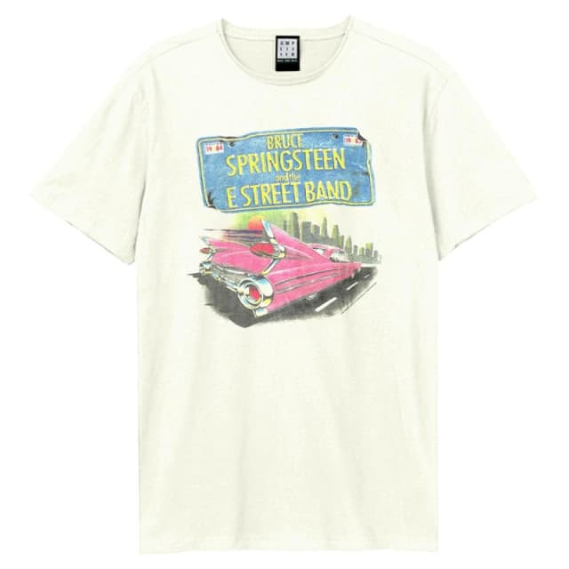 Amplified Amplified Men Pink Cadi Bruce Springsteen T-Shirt in White Size: X-Small White XS Male 5063527634696