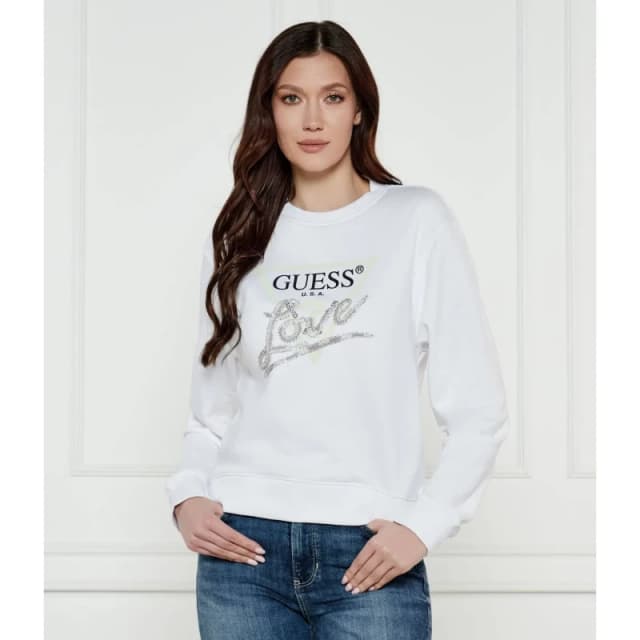 Guess Womens triangle fleece sweatshirt Guess Blanc Female M