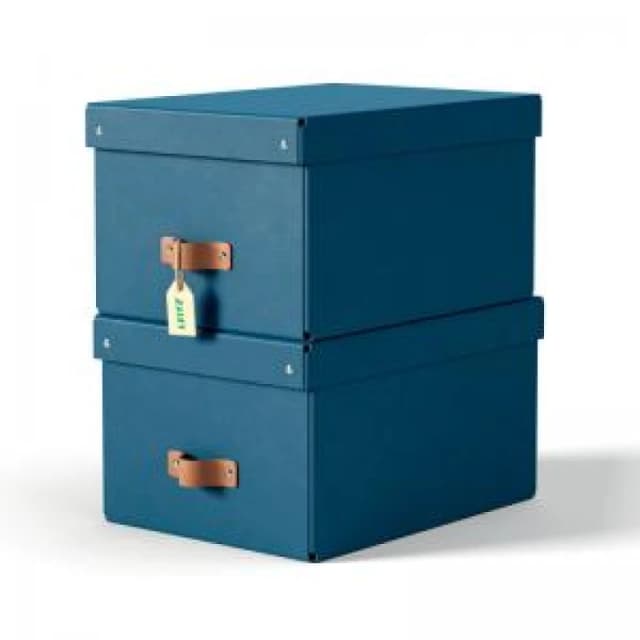 Leitz Puro Storage Box with Lid Medium 17L Blue 100 Recycled Card Pack EXR70958AC