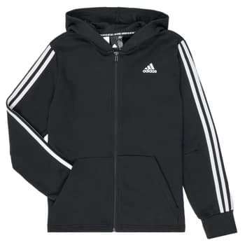 adidas Boys 3 Stripe Full Zip Hoodie - Black, Size 4-5 Years