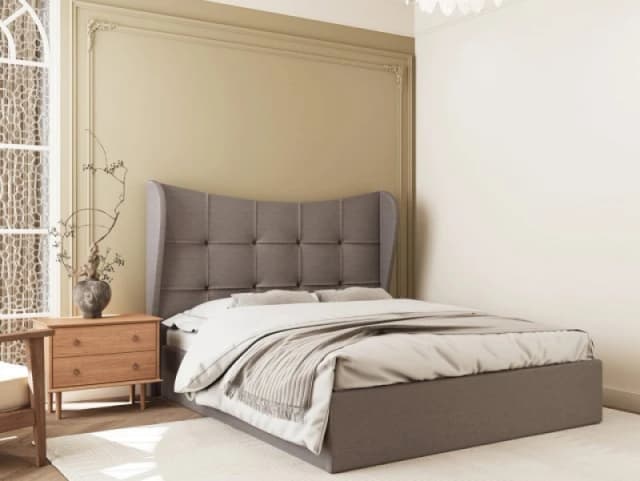 Seconique Verona Brown Fabric Ottoman Bed Frame - 4ft6 Double