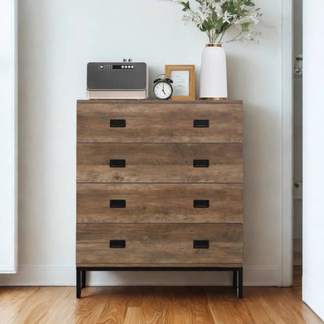 Pirlo Plush Wide 4 Drawers Bedroom Storage Chest Unit in Brown Brown Unisex