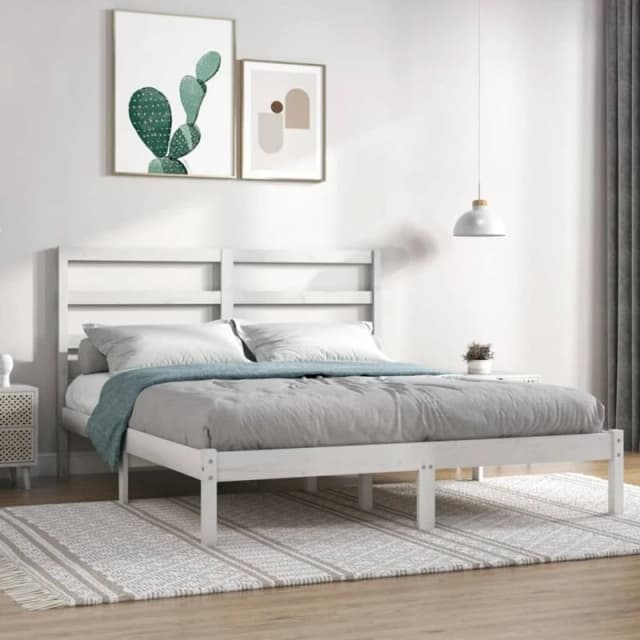 VIDAXL Bed Frame without Mattress White 120x200cm Solid Wood Pine Vidaxl 8720287036791