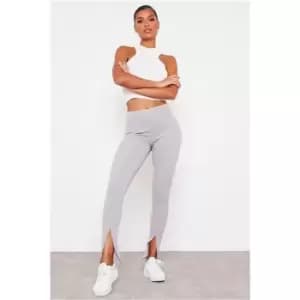 I Saw It First Ribbed Split Front Legging - Grey