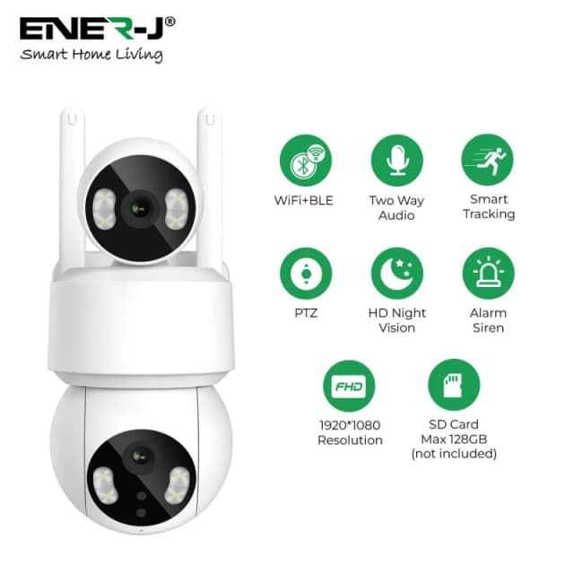 ENER-J Smart WiFi Dual Lens Outdoor Dome IP Camera White Housing IP65 White Unisex