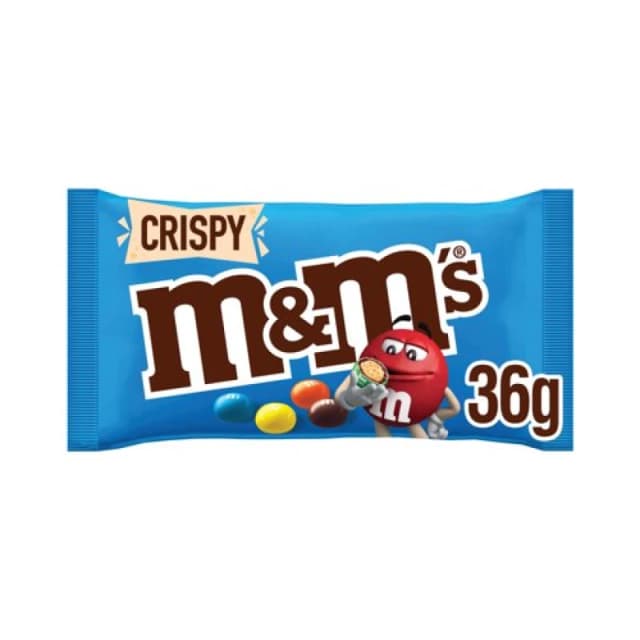 M&M's Crispy Pieces Milk Chocolate with Rice Centre Bag 36g (24 Pack) 100529