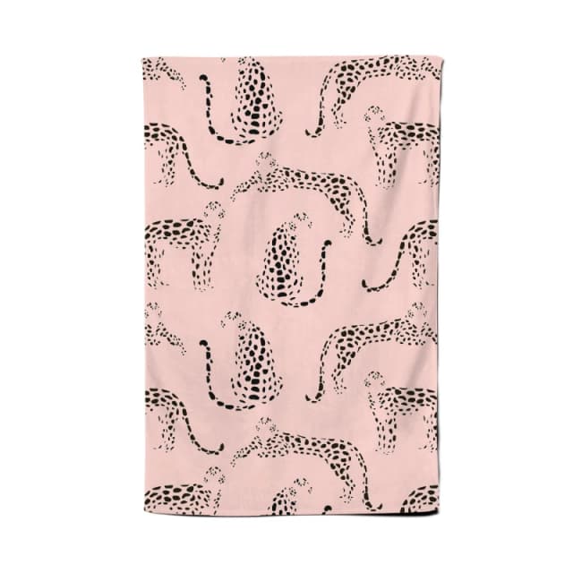 Warren Reed - Designer Abstract Leopard Pattern Tea Towel in Pink Pink Unisex