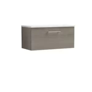 Nuie Arno 800mm Wall Hung 1 Drawer Vanity & Sparkling White Laminate Top Solace Oak