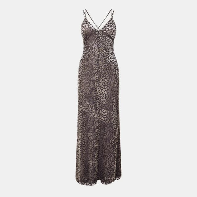 AmyLynn Womens Leopard Maxi Dress Grey female 10 (M)