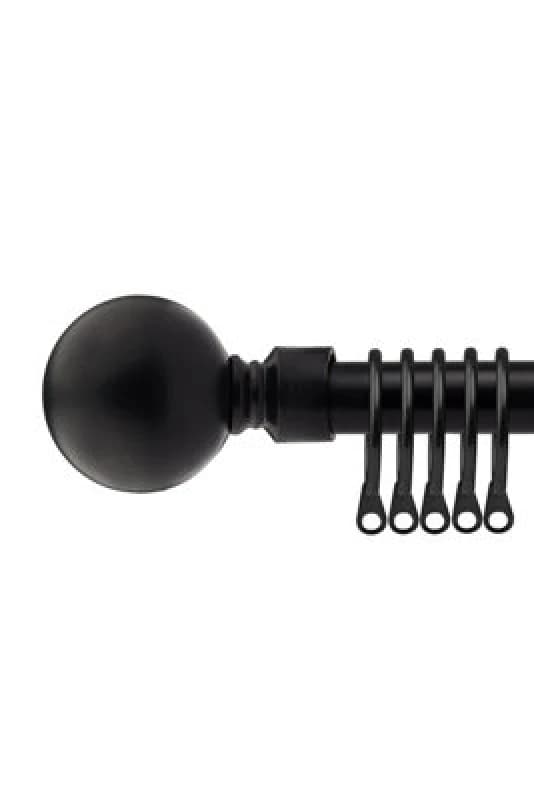 16-19mm Sphere Extendable Metal Curtain Pole Set Black 120-210Cm