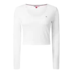 Tommy Jeans Tjw Bby Crp Essential Rib V Ls - White