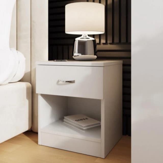 FWStyle FWStyle 1 Drawer Modern White Nighstand With Shelf White One Size Unisex 5056413131041