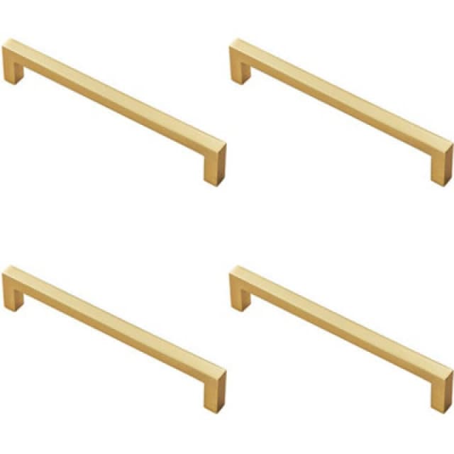 Loops 4x Square Block Pull Handle 170 x 10mm 160mm Fixing Centres Satin Brass Metallics unisex