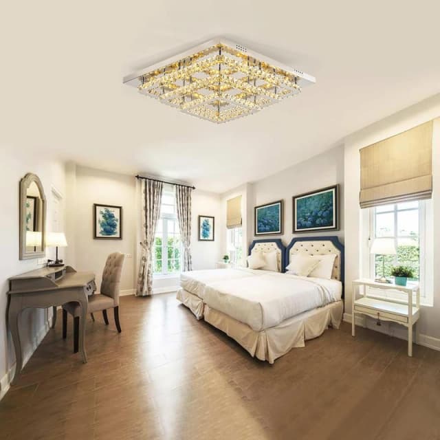 Cottonfy UK 3-Tier Square Crystal LED Ceiling Light - White White M