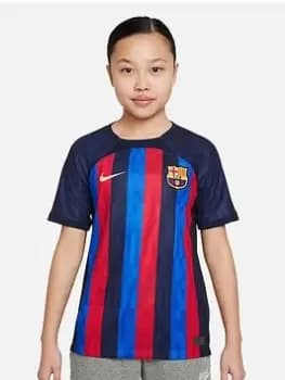 Nike Barcelona Youth 22/23 Home Short Sleeved Stadium Shirt, Blue, Size M