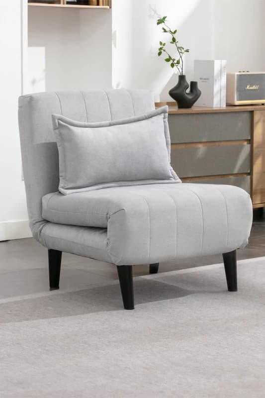More4Homes Harper 1 Seater Folding Clic Clac Fabric Living Room Lounge Futon Sofa Bed Grey 5.05574E+12
