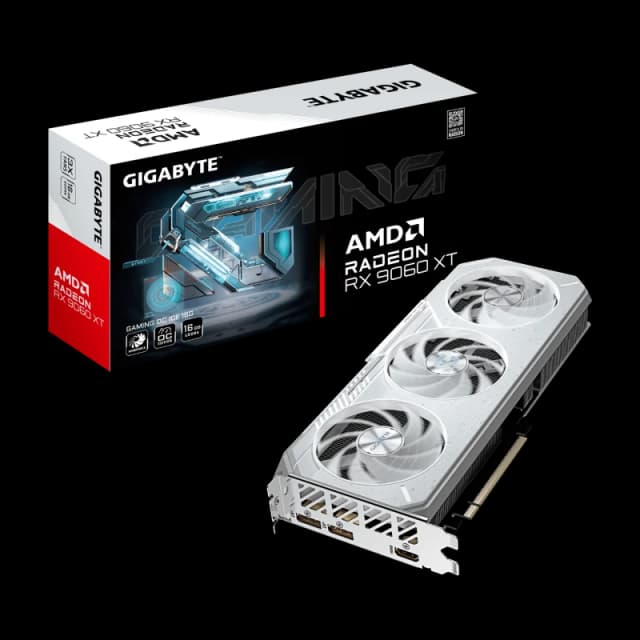 Gigabyte Radeon RX 9060 XT GAMING OC ICE 16G GDDR6 16GB Graphics Card White - GV-R906XGAMINGOCICE-16GD