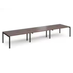 Bench Desk 6 Person Rectangular Desks 4800mm Walnut Tops With Black Frames 1200mm Depth Adapt