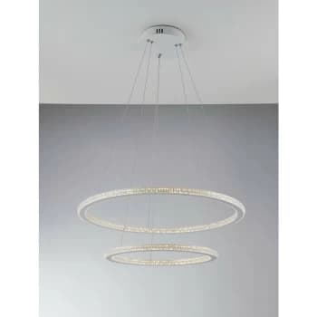 Fan Europe Lighting - Fan Europe Luce_Ambiente_Design - Integrated LED 2 Tier Circular Crystal Pendant Light, 4000K