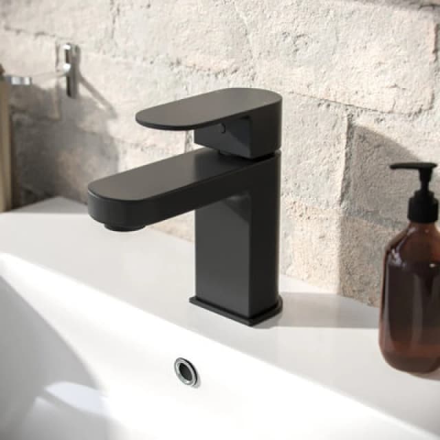 Nes Home Cloakroom Mono Basin Sink Mixer Tap Matte Black Brass Faucet Black