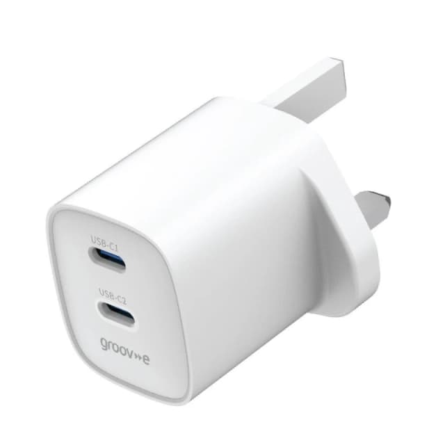 Groov-e Dual USB-C 35W GaN Wall Charger with Power Deliver White unisex one size