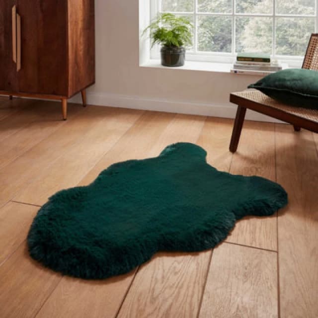 Super Teddy Double Faux Sheepskin 60cm x 180cm Rug Jewel Green
