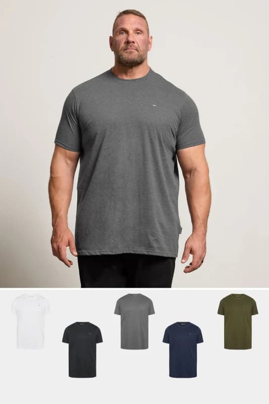 BadRhino Mens 5 Pack Extra Long T-Shirts in Light Khaki Size: 5-6XL Light Khaki Male 5-6XL