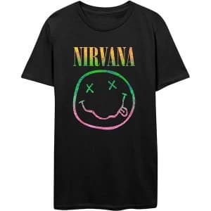 Nirvana - Sorbet Ray Smiley Unisex Large T-Shirt - Black