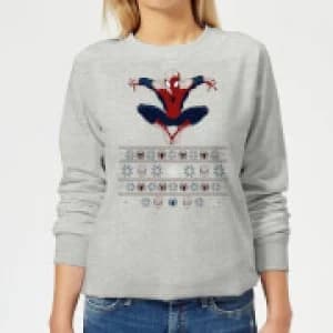Marvel Avengers Spider-Man Womens Christmas Sweatshirt - Grey - 3XL