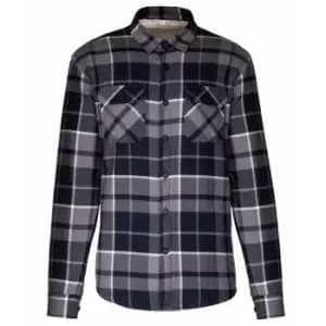 Kariban Mens Sherpa Lined Checked Shirt Jacket (L) (Storm Grey/Navy)