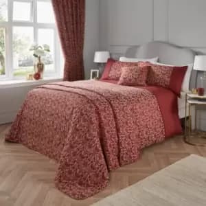 Dreams & Drapes Woven Hawthorne Damask Woven Jacquard Duvet Cover Set, Burgundy, King