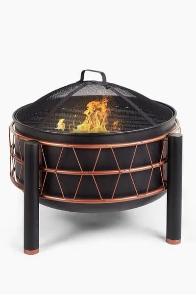 VonHaus Black and Copper Fire Pit