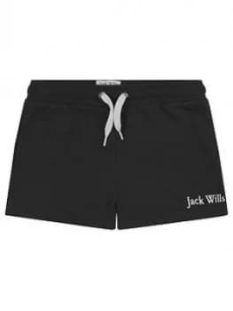 Jack Wills Girls Script Jersey Short - Black, Size Age: 12-13 Years, Women