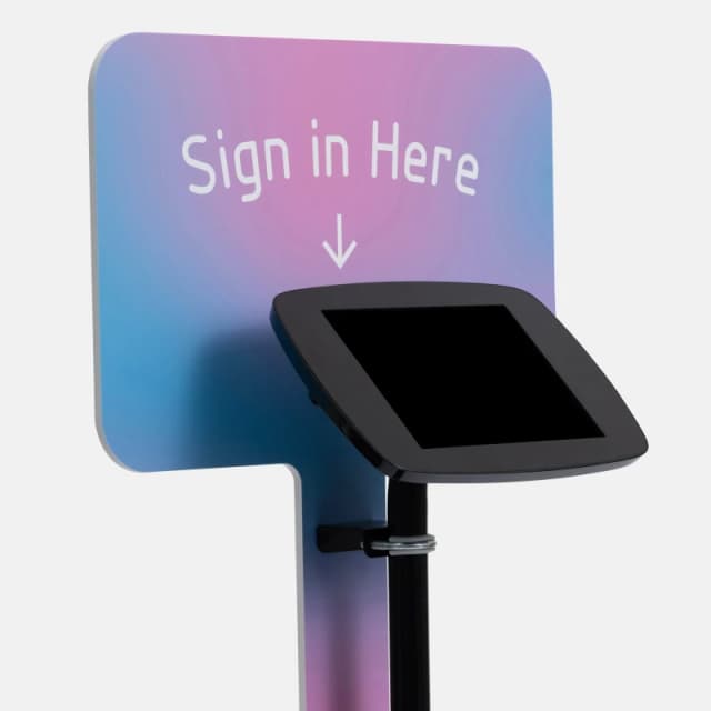 Bouncepad Floorstanding with Branding Board and USB Cable Exposed Front Camera and Home Button Black Apple iPad Air 6th Gen 11" (2