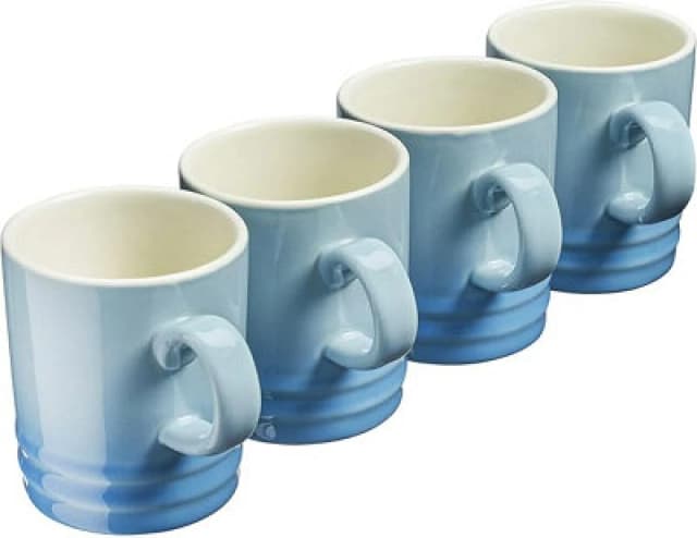 Cooks Professional Set Of 4 Colourful Stoneware Mugs - Tea Coffee Drinking Cups 350Ml Capacity - Dishwasher & Microwave Safe - Blue