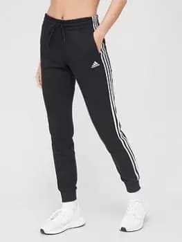 adidas Sportswear Essentials 3-stripes French Terry Cuffed Joggers - Black/White, Size XS, Women