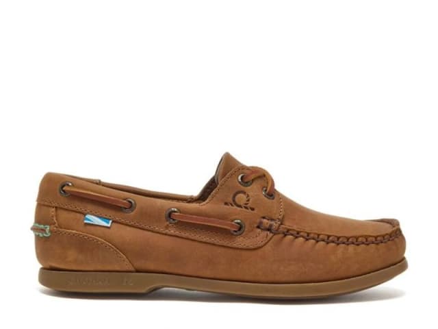 CHATHAM MARINE Womens Deck Lady II G2 - Premium Leather Boat Shoes in Walnut Size: 6 Walnut Female 6