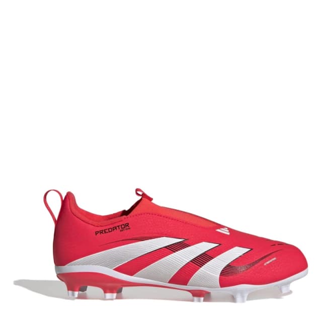 adidas Predator 3 Childrens Laceless Firm Ground Football Boots Red 2