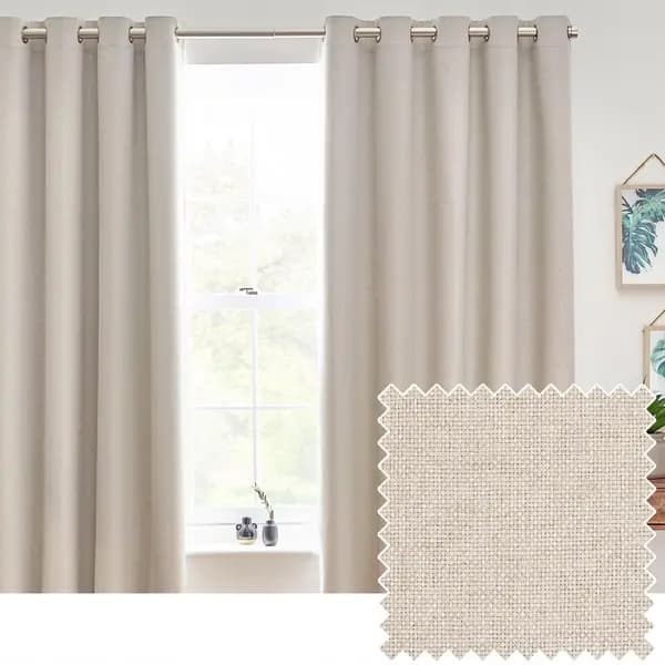 Furn Dawn 100% Blackout Thermal Eyelet Curtains Light Beige