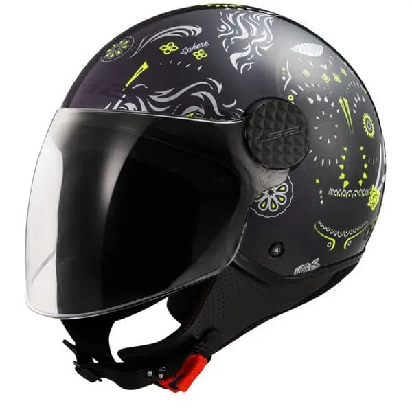 LS2 OF558 Sphere Lux II Maxca Black H-V Yellow Jet Helmet Size 2XL